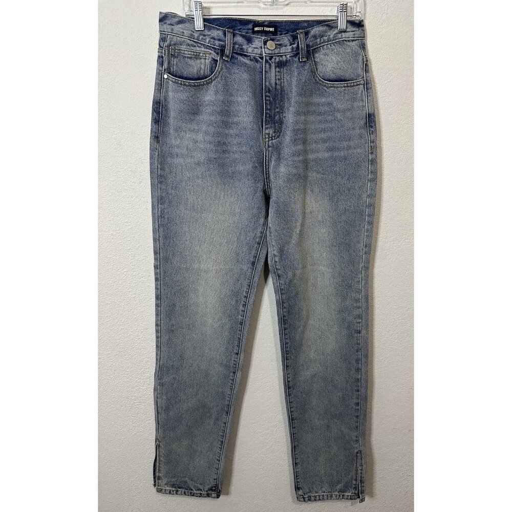 Missy Empire Perrie Denim Light Wash Straight Leg Split Detail Jeans US10 UK14